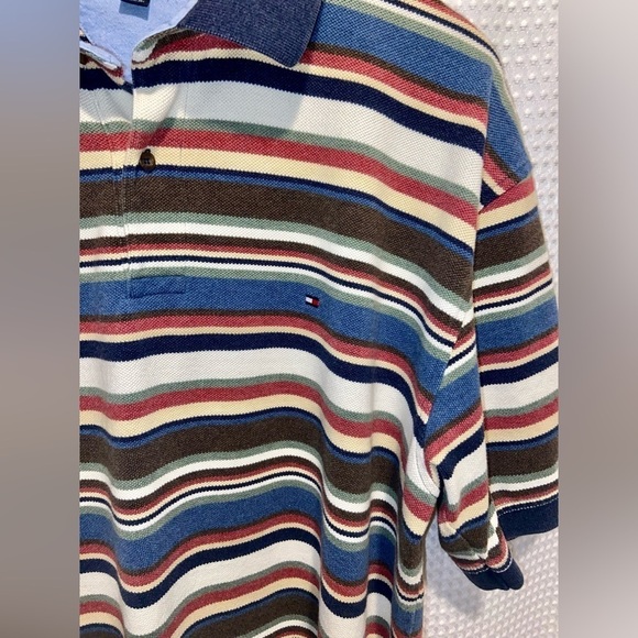2/30$ Men’s Vintage‎ Tommy Hilfiger knitted striped 100% cotton Polo size XL - Picture 6 of 12